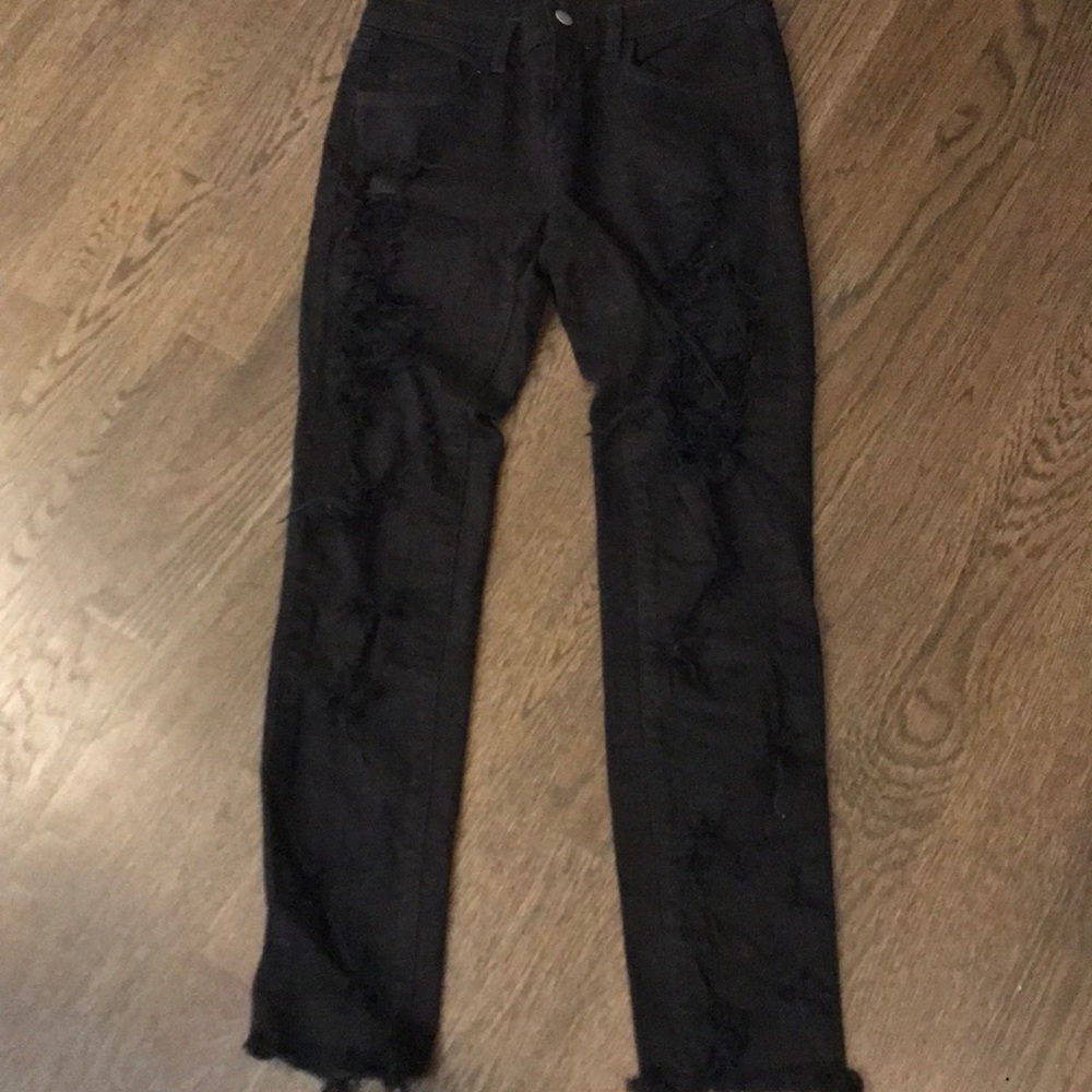 Carmar Black Denim Distressed Jeans